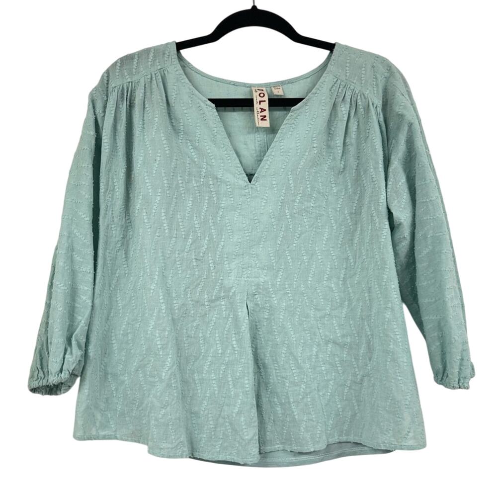 Dolan Anthropologie Teal Blue Boho Pullover Blouse Shirt Top Womens S Beachy